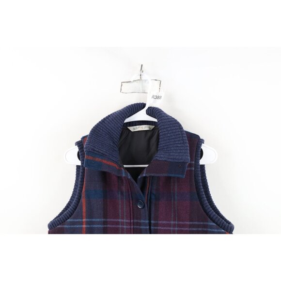 Vintage Woolrich Womens Size Medium Faded Wool Puffer Vest Jacket Rainbow Plaid - Picture 2 of 11